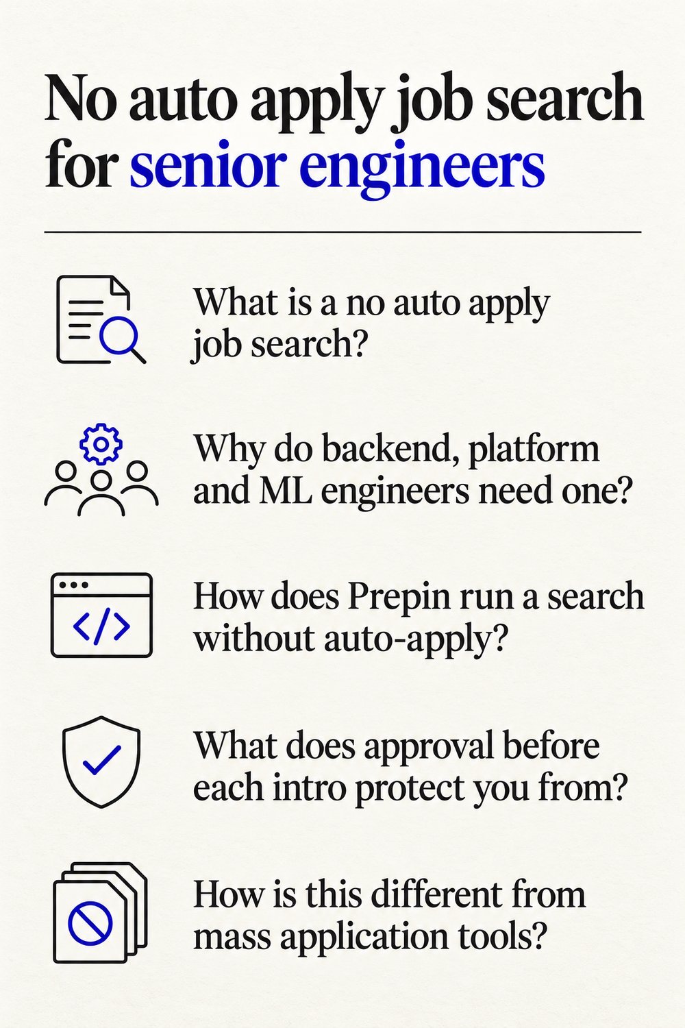 No auto apply job search for senior engineers - at a glance