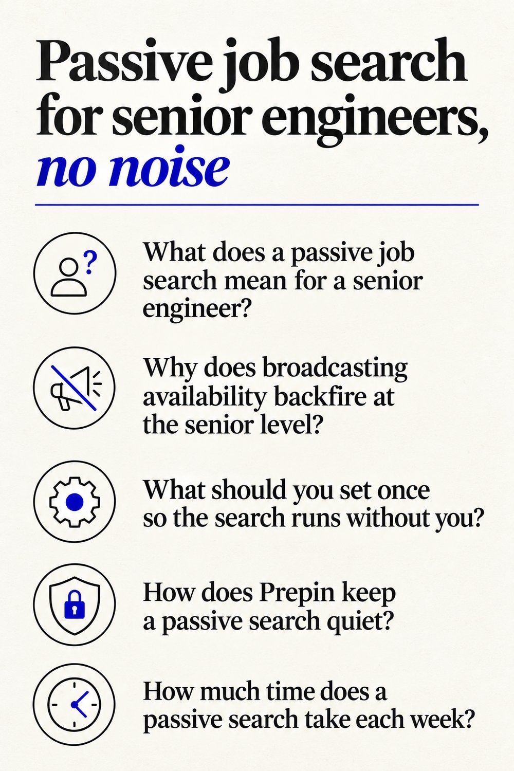 Passive job search for senior engineers, no noise - at a glance
