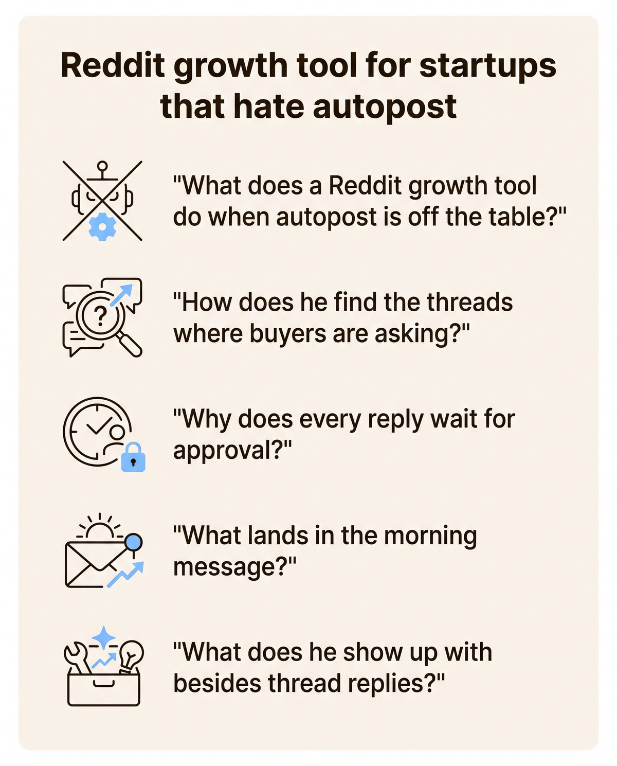 Reddit growth tool for startups that hate autopost - at a glance